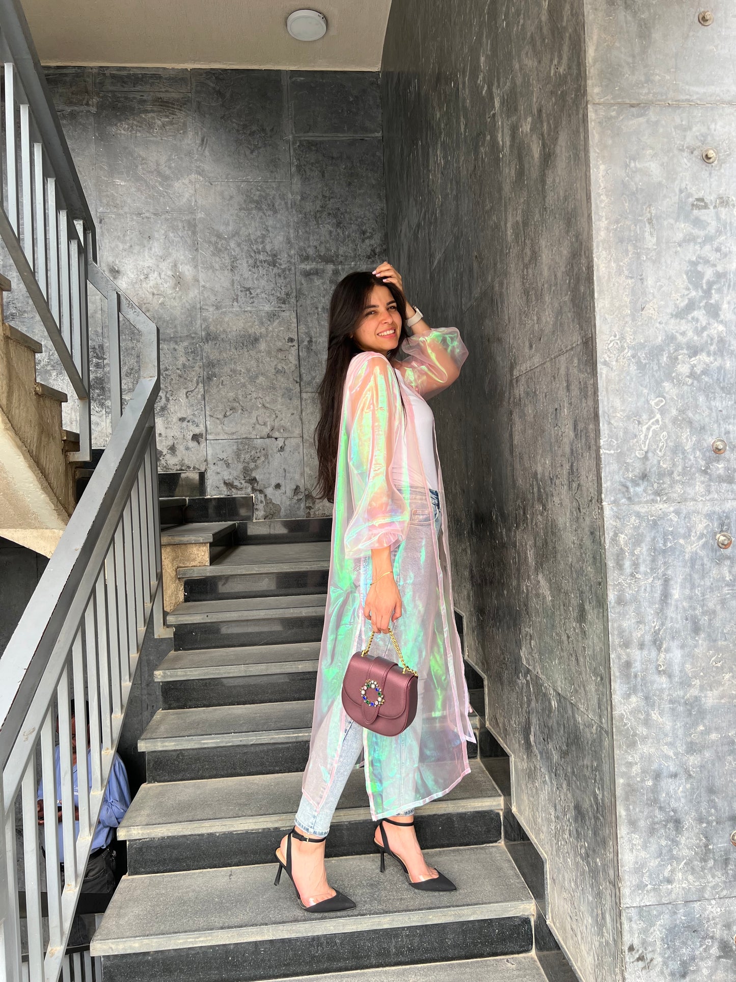 PINK REFLECTIVE KIMONO