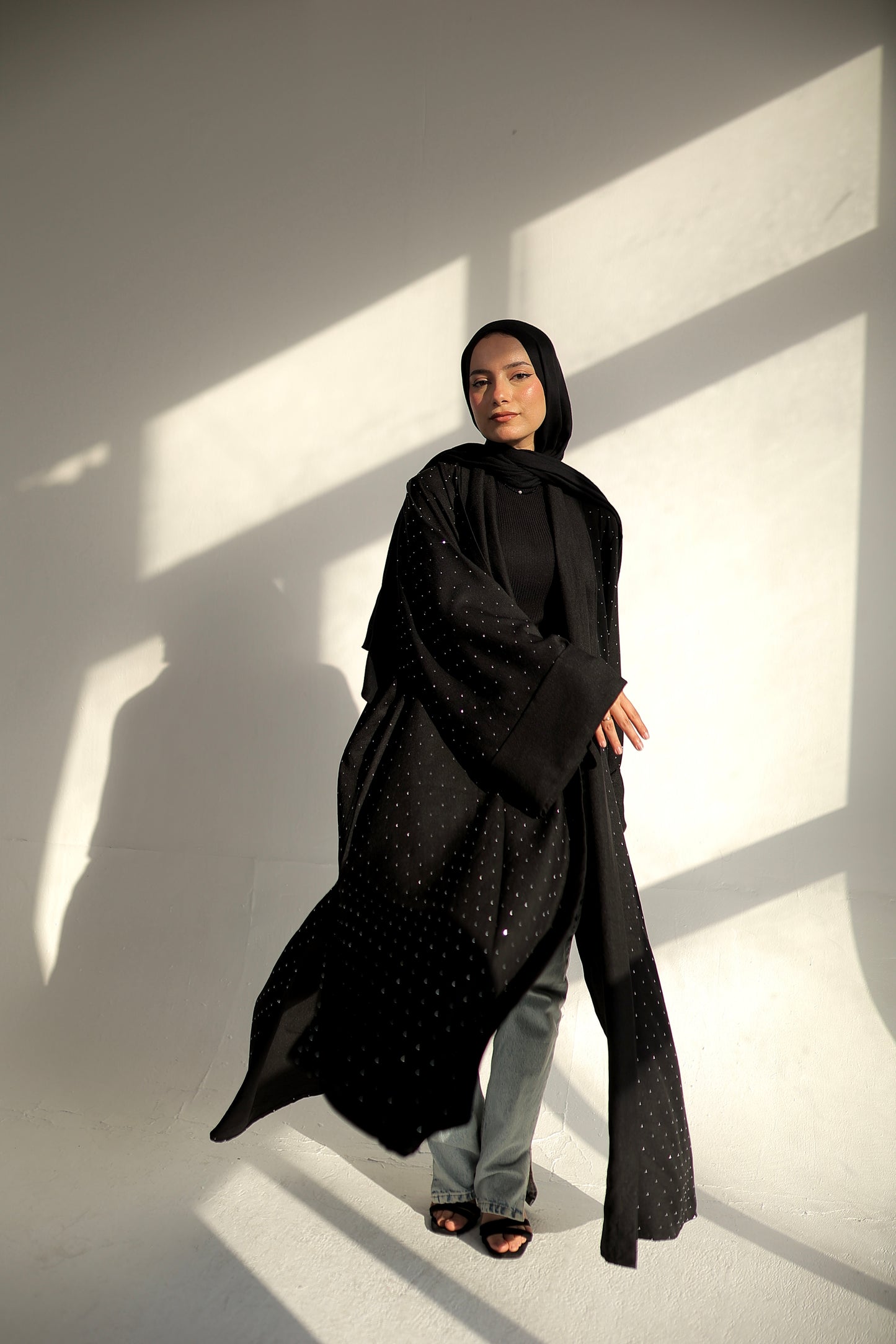 BLACK RHINESTONE KAFTAN