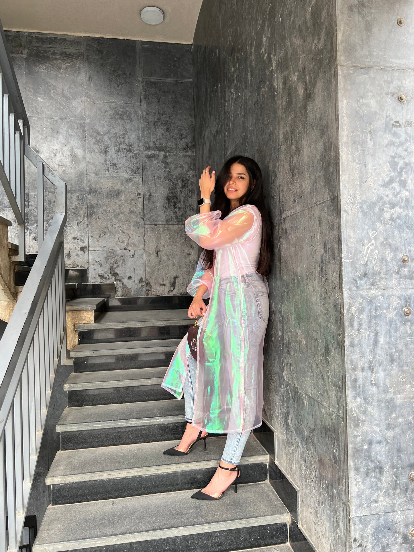 PINK REFLECTIVE KIMONO