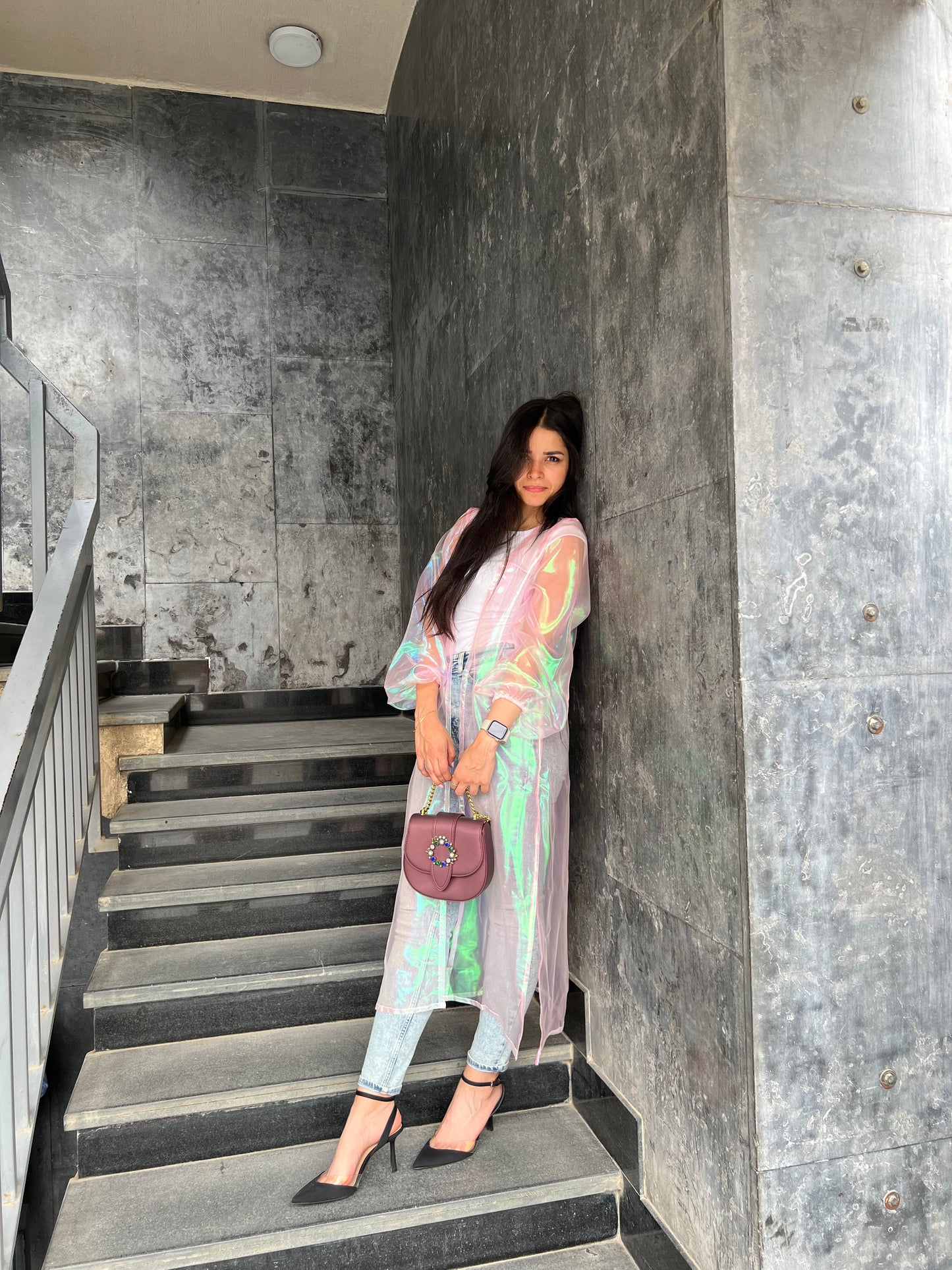 PINK REFLECTIVE KIMONO