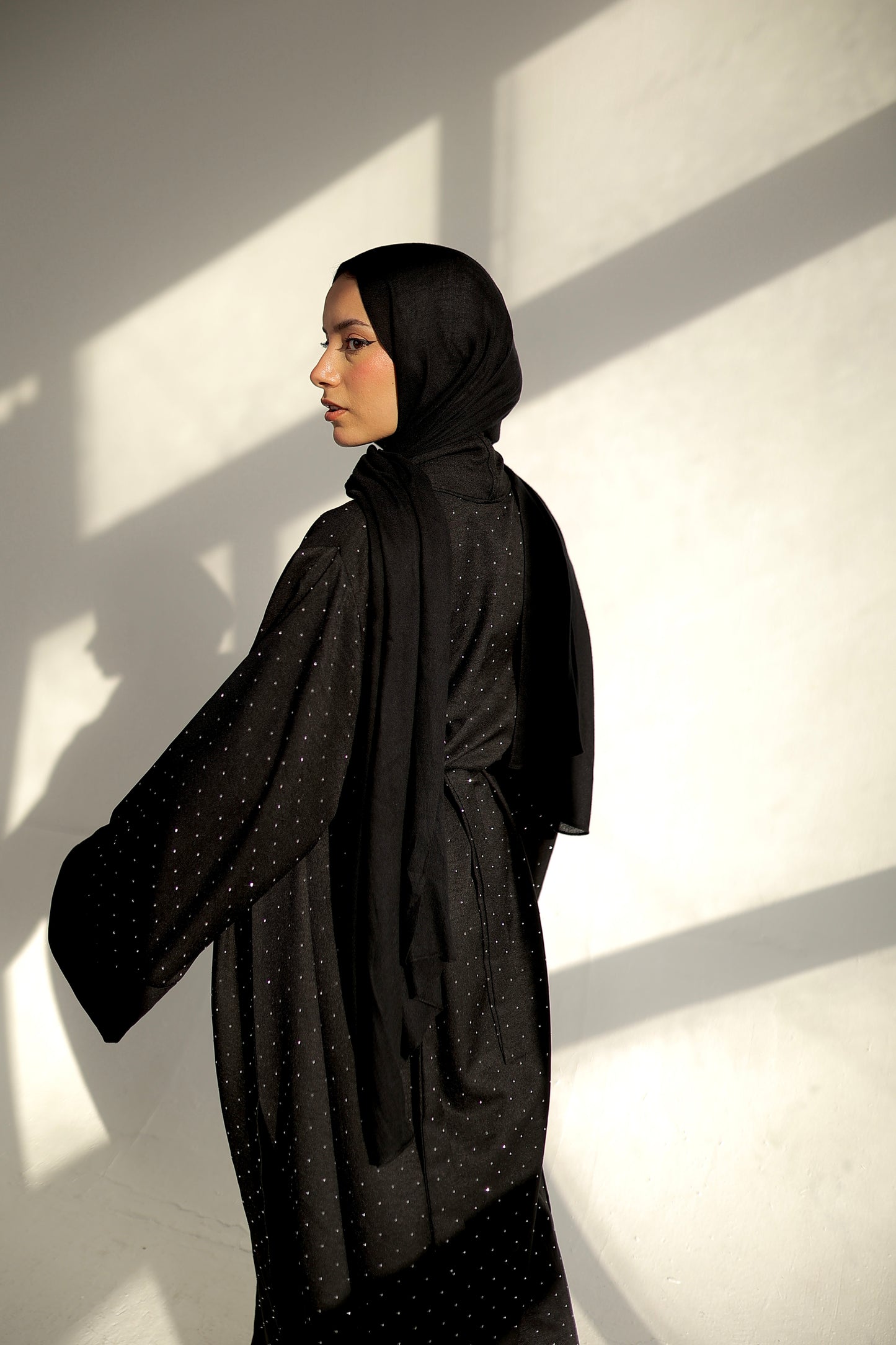 BLACK RHINESTONE KAFTAN