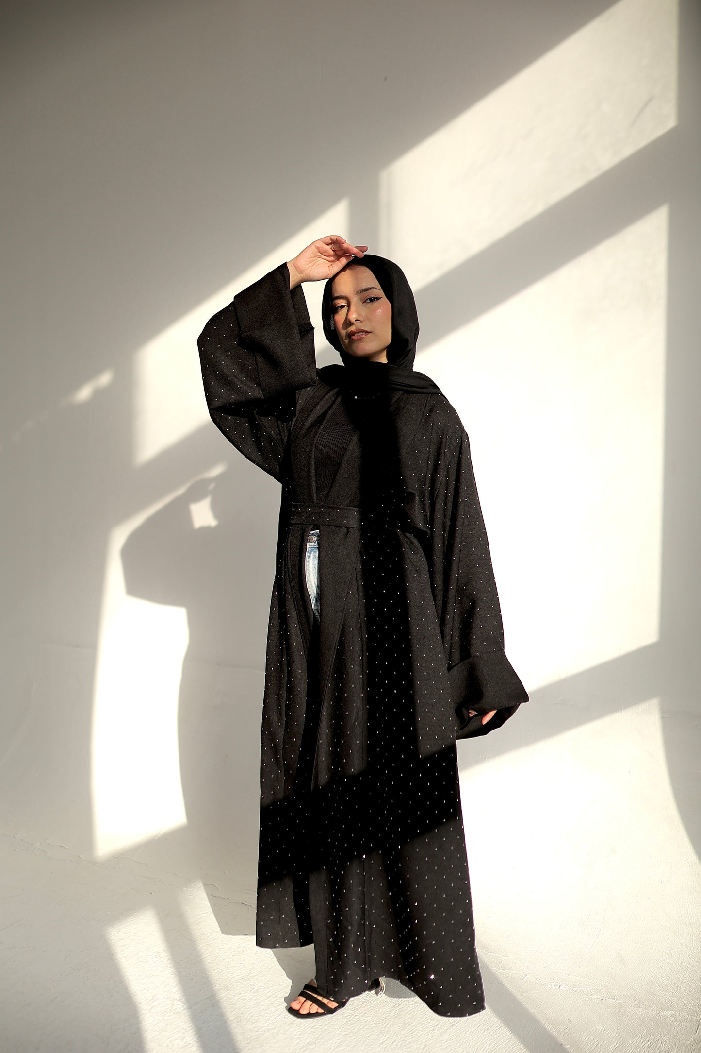 BLACK RHINESTONE KAFTAN