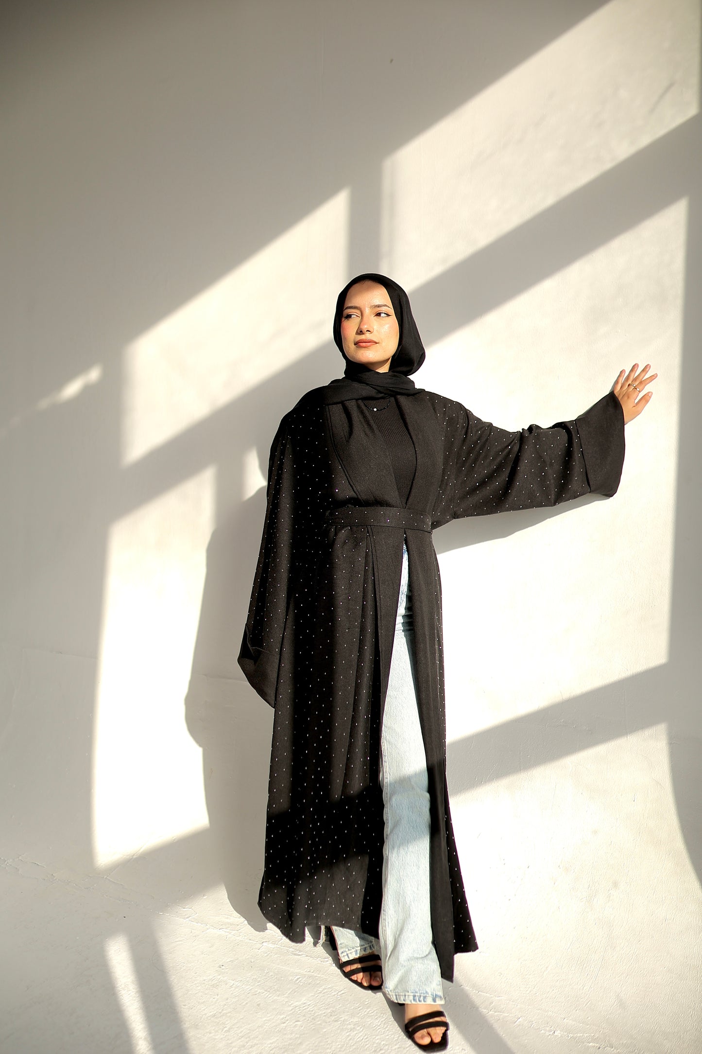 BLACK RHINESTONE KAFTAN