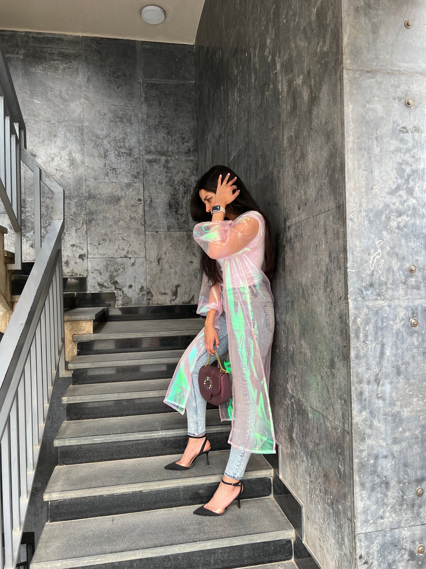 PINK REFLECTIVE KIMONO